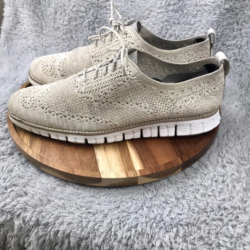 Cole Haan ZeroGrand Stitchlite Wingtip Oxford Mens 11M Harbour Mist Gray Knit